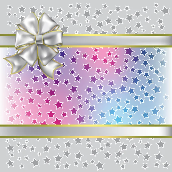 Weihnachtsgeschenk weiße Schleife auf grauem Hintergrund — Stockvektor