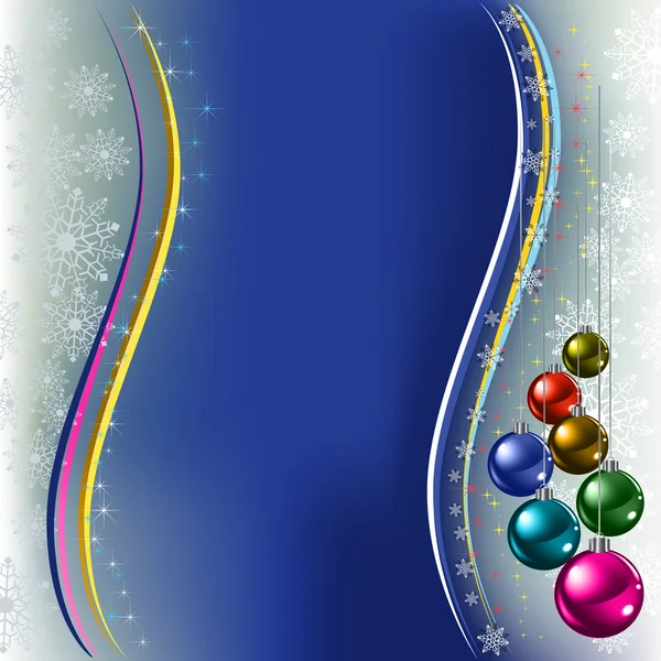 Christmas greeting colored balls with ribbons — Stock Vector