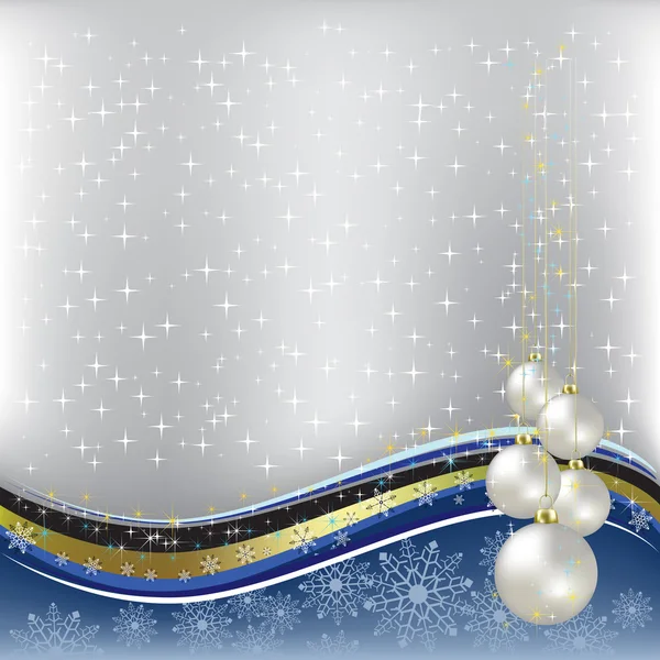 Natale palle di perle di saluto su sfondo argento — Vettoriale Stock