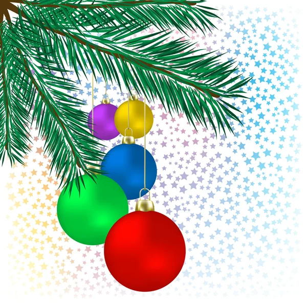 stock vector Christmas background colored balls with tree on a white