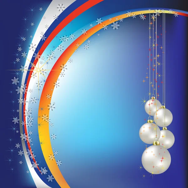 Jul hälsning pärla bollar på blå bakgrund — Stock vektor