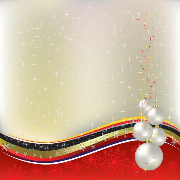Noël salutations boules de perles avec ruban de couleur — Image vectorielle