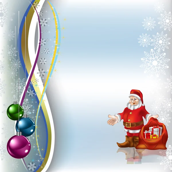 Natale saluto Babbo Natale con regali su sfondo blu — Vettoriale Stock