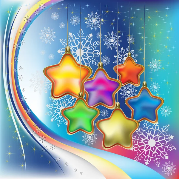 Abstract christmas background with colored stars — Stock Vector