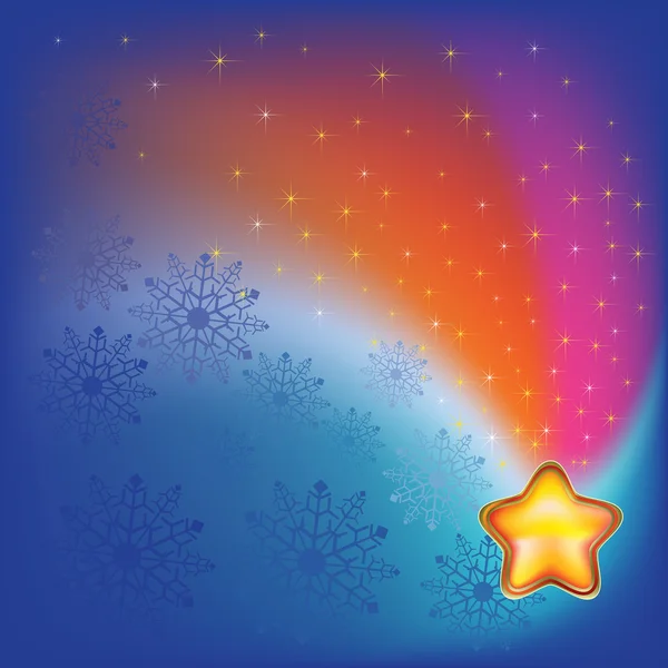 ブルーに金の星と抽象的なクリスマス背景 — ストックベクタ