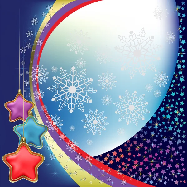 Fond abstrait de Noël avec étoiles et flocons de neige — Image vectorielle