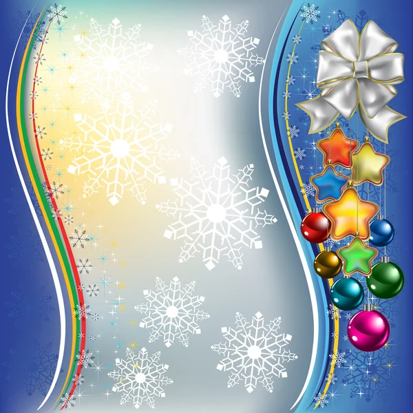 Christmas decorations with white bow and robbons — Stock Vector