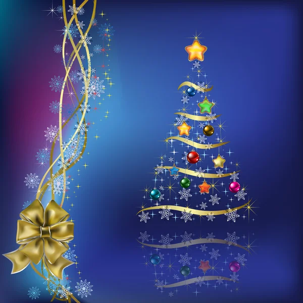 Hediyeler şeritler ve yay ile Noel ağacı — Stok Vektör