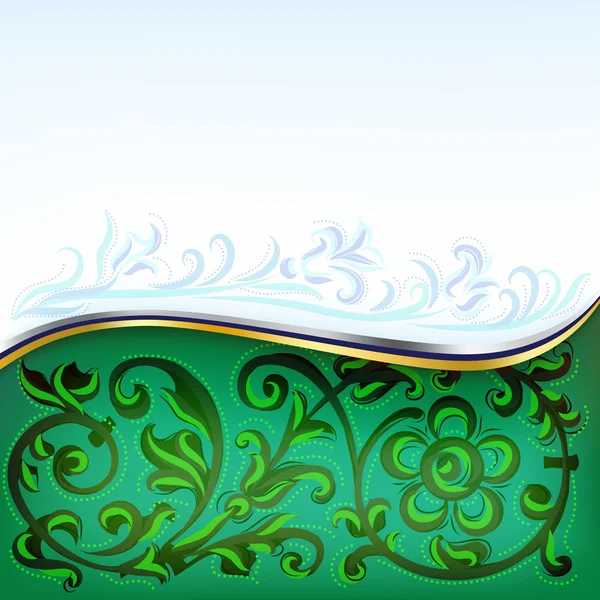 Abstrakter Hintergrund grün und blau mit floralem Ornament — Stockvektor