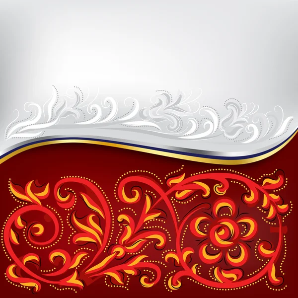 Abstraktní pozadí, červené a bílé s florálním ornamentem — Stockový vektor