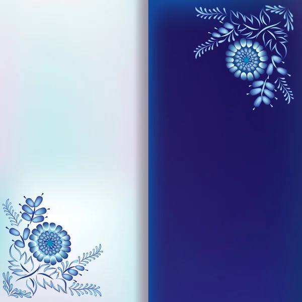 Abstrakt bakgrund med blå blommig prydnad — Stock vektor