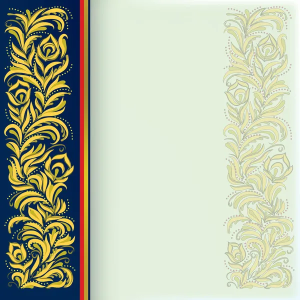 Абстрактный фон с золотым цветочным орнаментом на синем — стоковый вектор