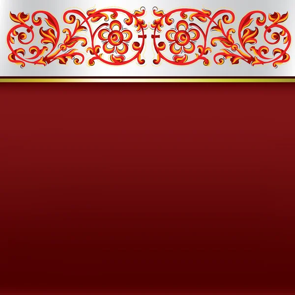 Fondo abstracto con adorno floral rojo sobre blanco — Vector de stock