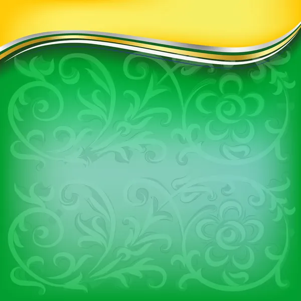 Vague dorée sur fond vert — Image vectorielle