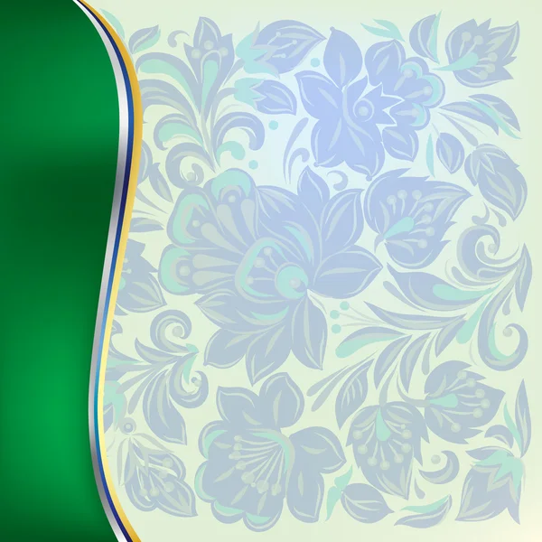 Абстрактный фон с синим цветочным орнаментом на зеленом — стоковый вектор