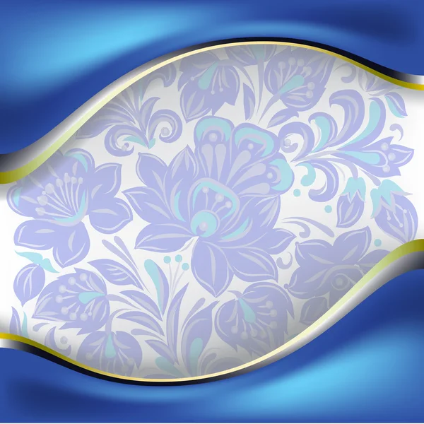 Абстрактный фон с синим цветочным орнаментом на белом — стоковый вектор