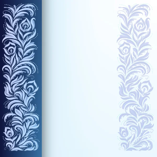 Abstrakt bakgrund med blommig prydnad på blå — Stock vektor
