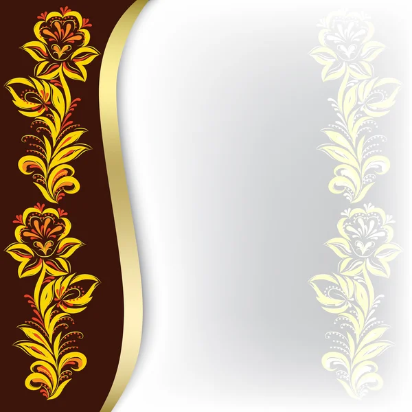 Abstracte achtergrond met florale sieraad op brown — Stockvector
