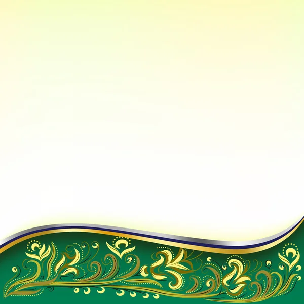 Fond abstrait avec ornement floral sur fond vert — Image vectorielle