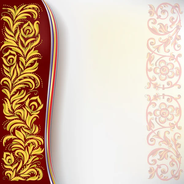 Abstrakter Hintergrund mit floralem Ornament auf Rot — Stockvektor