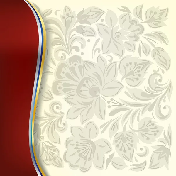 Fond abstrait avec ornement floral sur fond blanc — Image vectorielle
