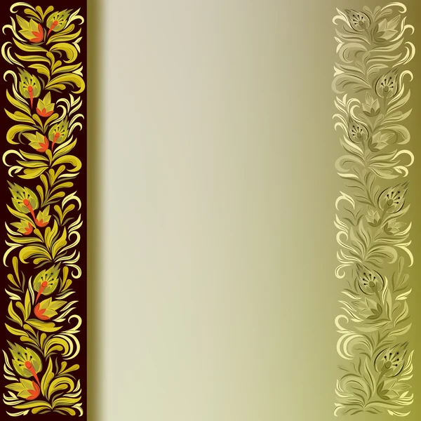 Fond abstrait avec ornement floral doré sur noir — Image vectorielle