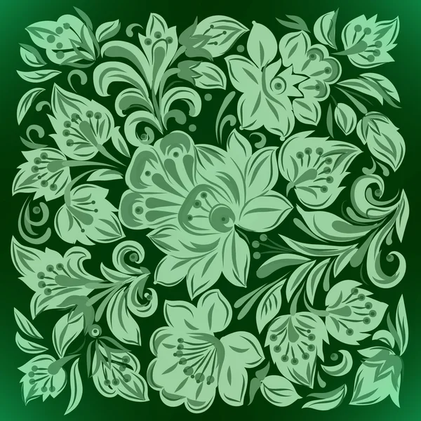 緑の花の飾りと抽象的な背景 — ストックベクタ