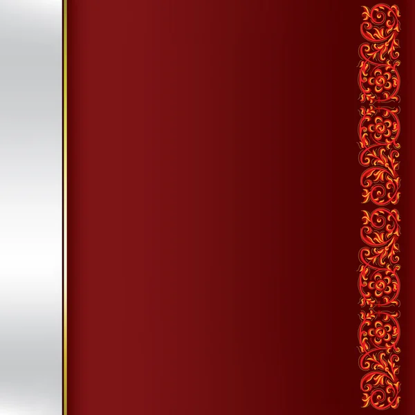 Fond abstrait avec ornement floral rouge sur fond sombre — Image vectorielle