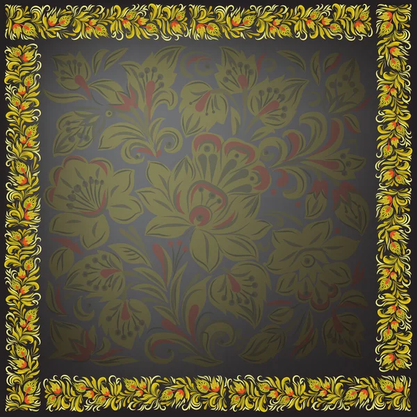 Ornamento floral abstracto sobre un fondo negro — Archivo Imágenes Vectoriales