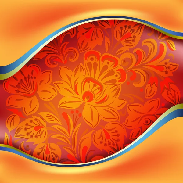 Fond abstrait avec ornement floral sur fond rouge — Image vectorielle