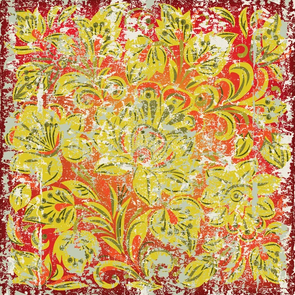 Abstrakt bakgrund med grunge floral prydnad — Stock vektor