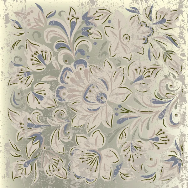 抽象 grunge 背景与米色花卉装饰 — 图库矢量图片