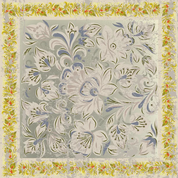 Abstrait fond grunge avec ornement floral beige — Image vectorielle