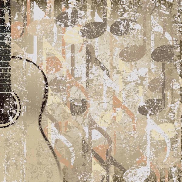 抽象的な背景がひびの入ったアコースティック ギター — ストックベクタ