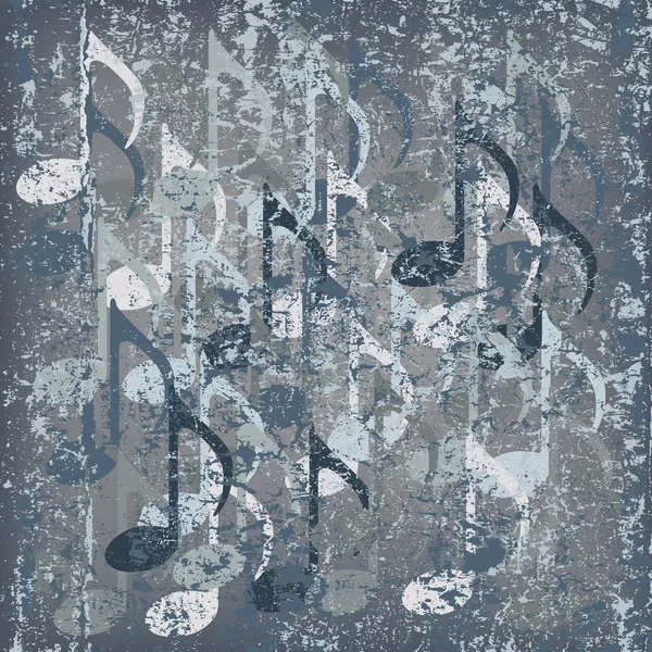 Astratto incrinato sfondo grigio nota musicale — Vettoriale Stock