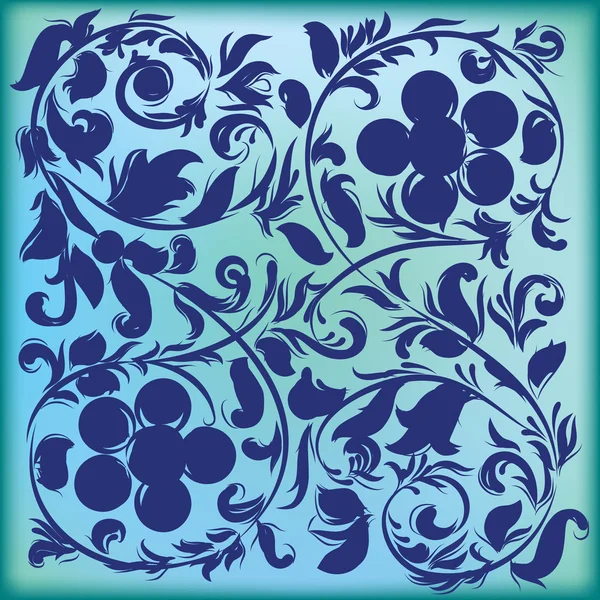 Zelené pozadí abstraktní s florálním ornamentem — Stockový vektor