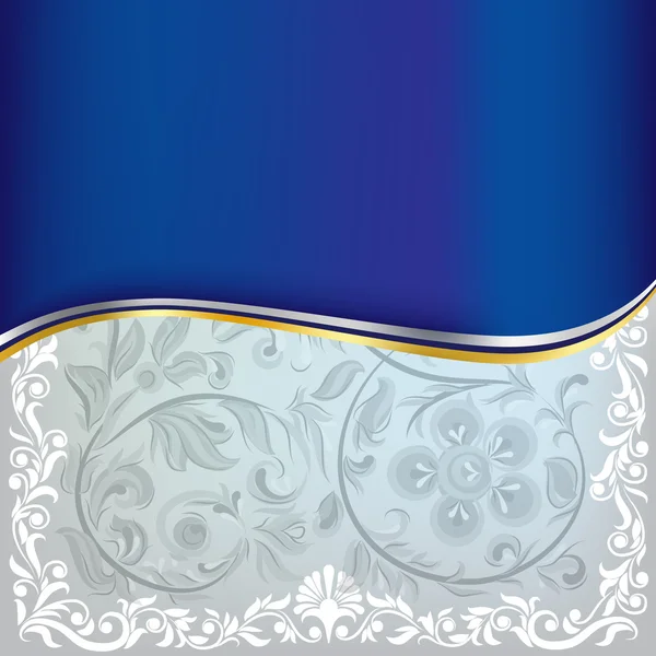 Astratto ornamento floreale blu su sfondo bianco — Vettoriale Stock
