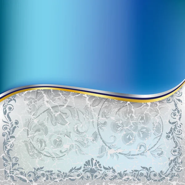 Abstrait craquelé ornement floral bleu sur un fond blanc — Image vectorielle