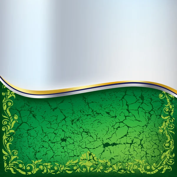 Αφηρημένο ραγισμένα floral στολίδι σε πράσινο φόντο — Διανυσματικό Αρχείο