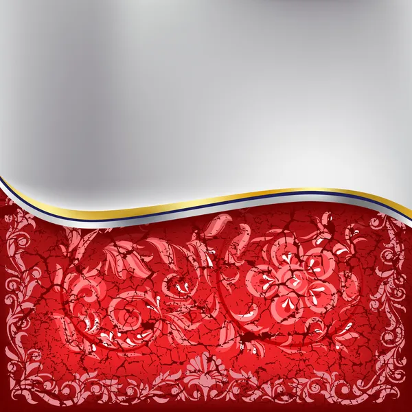Astratto incrinato ornamento floreale su uno sfondo rosso — Vettoriale Stock