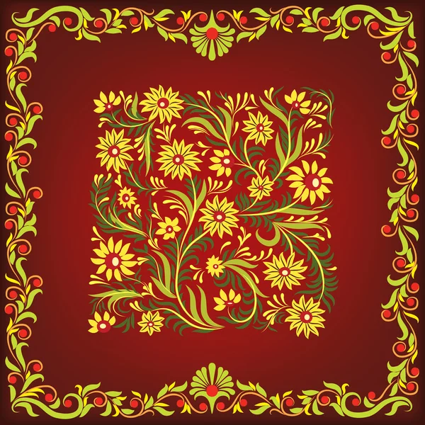Fondo marrón abstracto con adorno floral — Archivo Imágenes Vectoriales
