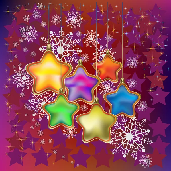 Abstract Ιστορικό Χριστούγεννα με χρωματιστά αστέρια — Διανυσματικό Αρχείο