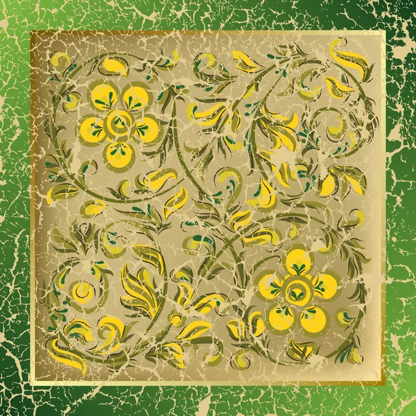 Fond abstrait avec ornement floral fissuré — Image vectorielle