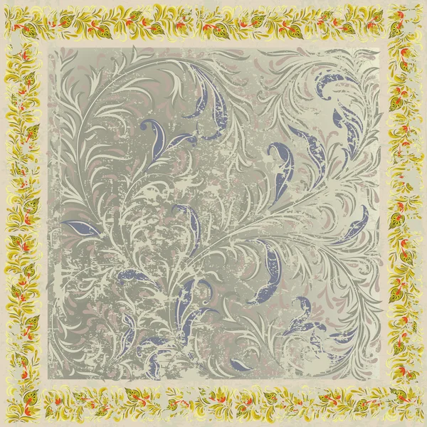Абстрактний гранжевий фон з квітковим орнаментом бежевий — стоковий вектор