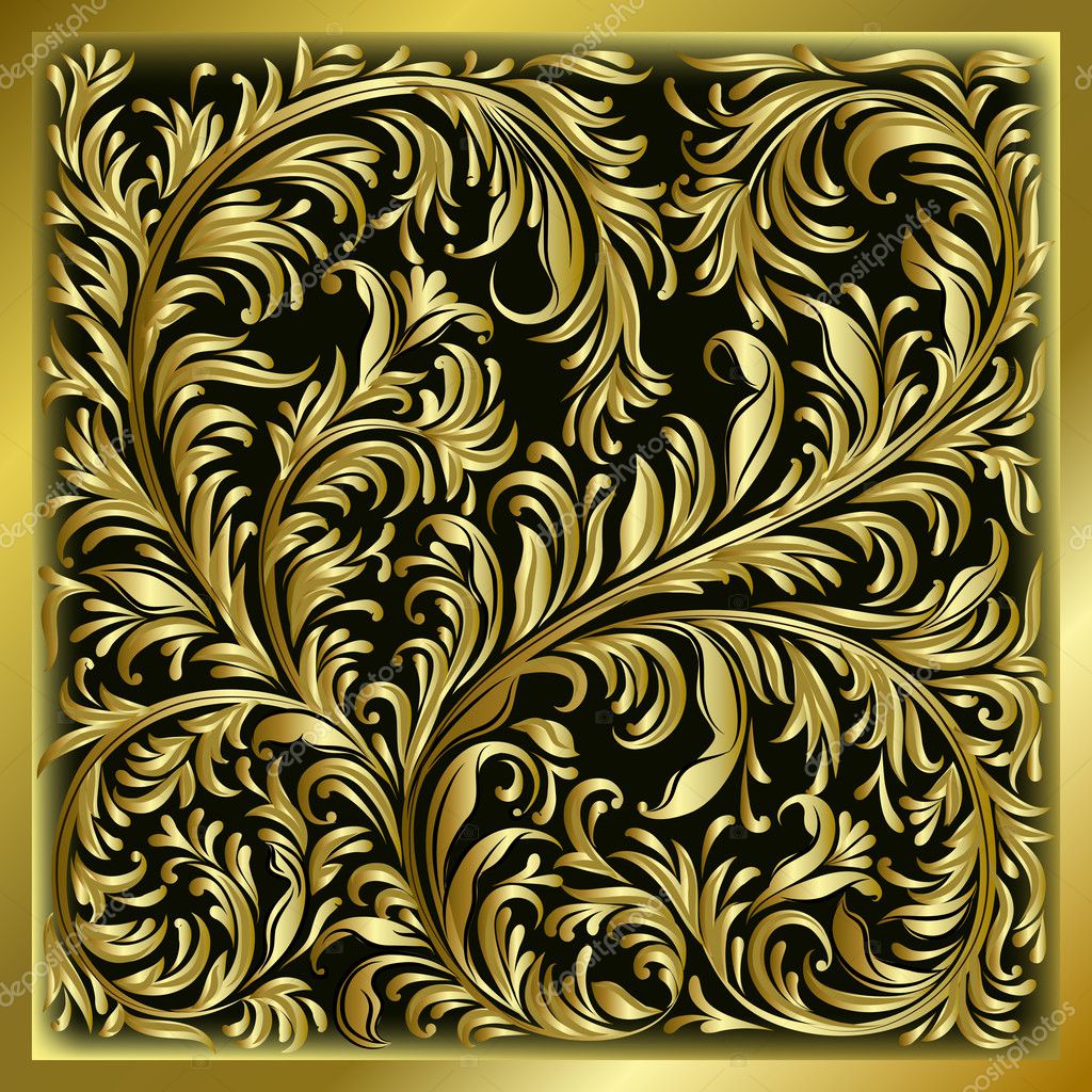 Золотой орнамент на черном фоне