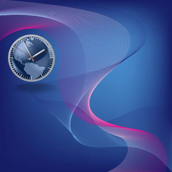 Fondo azul abstracto con reloj — Vector de stock