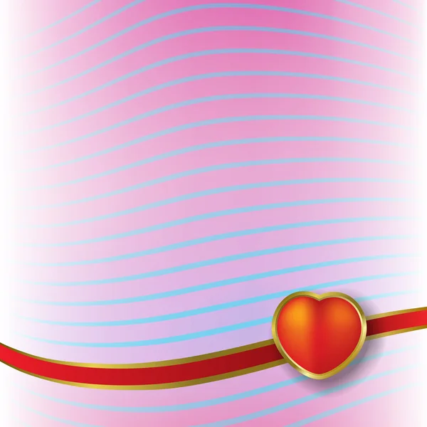 Valentýnský Pozdrav Červeným Srdcem Stuha — Stockový vektor