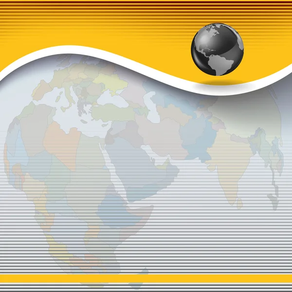 Résumé Entreprise Fond Jaune Avec Globe Carte Terre — Image vectorielle