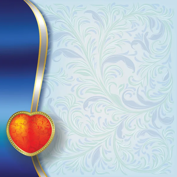 Валентинки Приветствие Сердцем Синем Цветочном Фоне — стоковый вектор