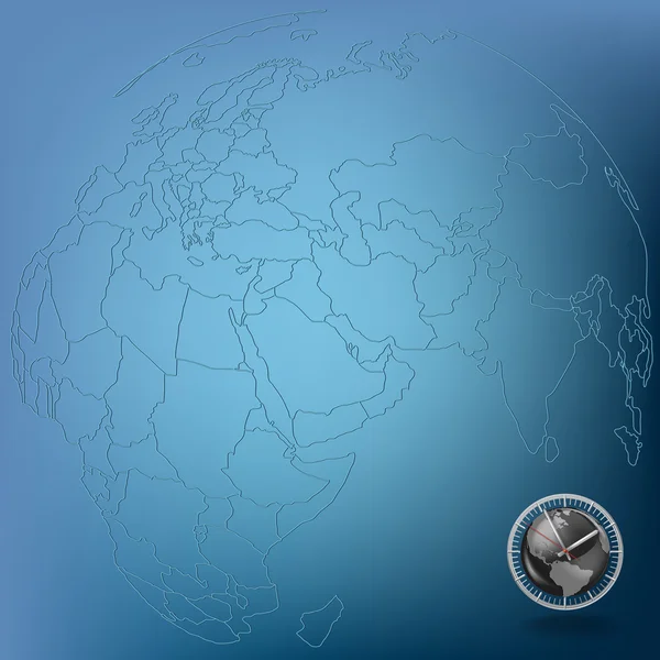 Fond Abstrait Avec Globe Horloge Acier — Image vectorielle